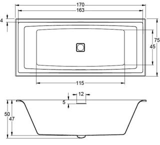 Акриловая ванна с подсветкой Riho Still Square LED B100003005 170х75см светодиоды и подголовник справа белый